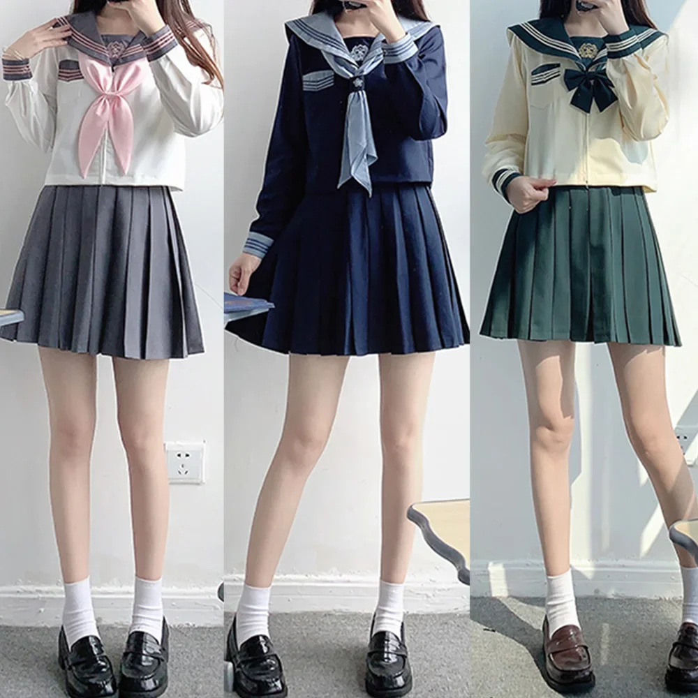 Japanese School uniform Girl Jk Sailor Suits Three popular sets Sexy Pleated Skirt Fuku Anime COS Graduation Costumes Women 2025