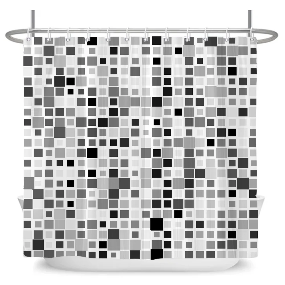 Waterproof Shower Curtain with Hooks 3D Mosaic Printed Bathroom Curtains Polyester Cloth Bath Curtain for Bathroom Decoration