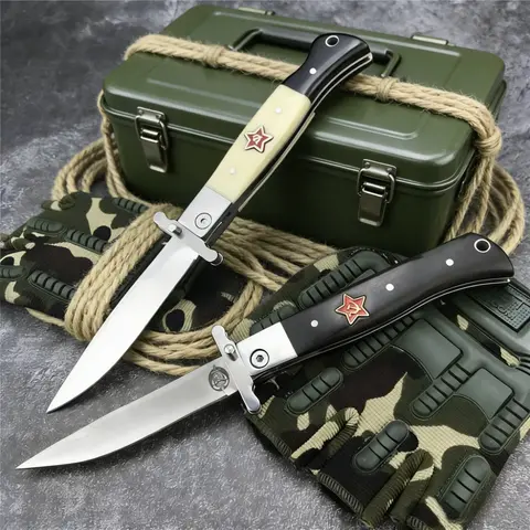 High Quality Russian Outdoor Pocket Folding Knife 440C Blade Resin Handle Survival Belt Knife EDC Multifunctional Camping Knife