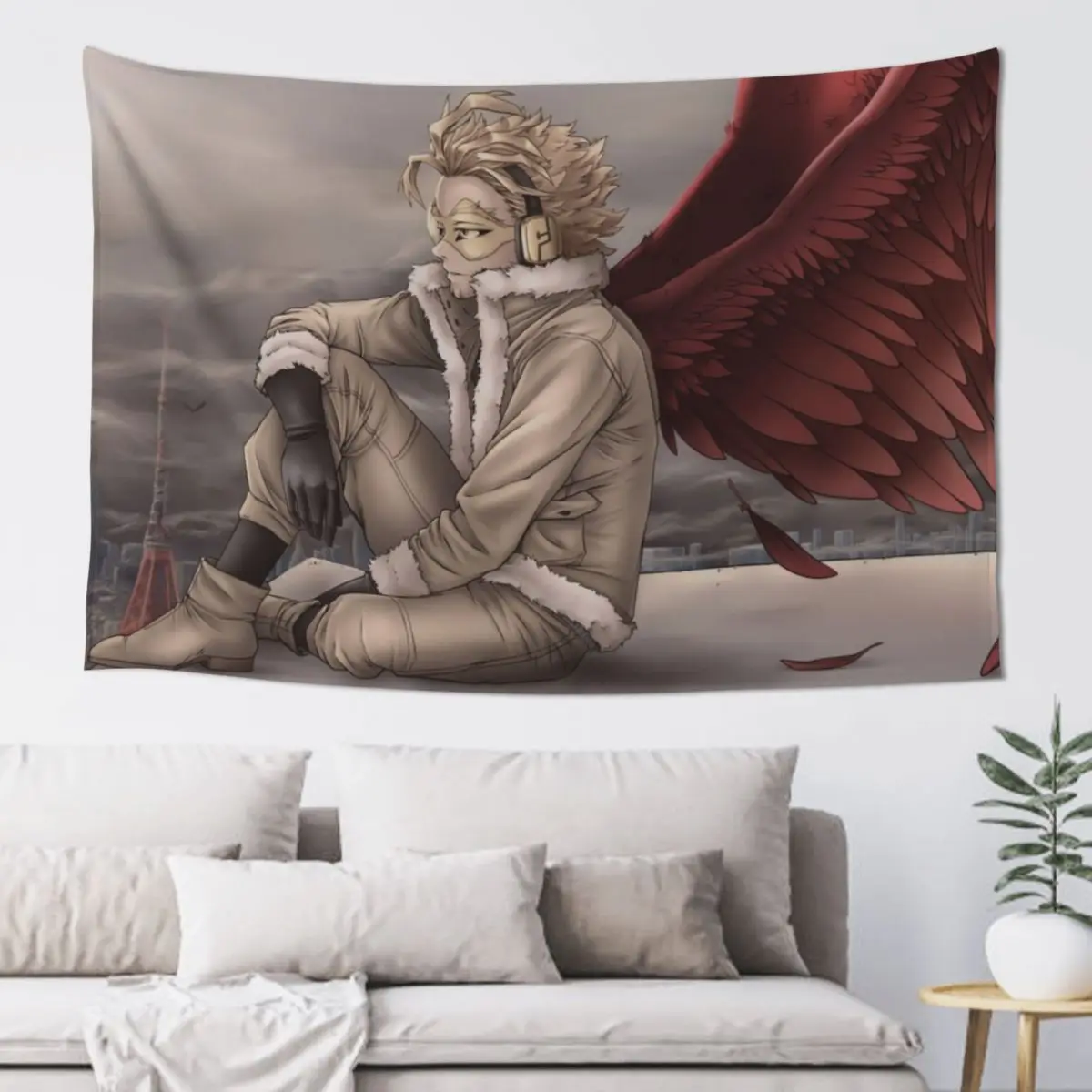 Rooftop Hawks Tapestry Hanging Wall Art Mural Tapestry