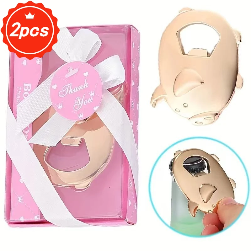 2pcs Cute Piggy Portable Beer Opener Package Wedding Gifts for Guests Birthday Party Surpris Favors for Friends Bar Celebration