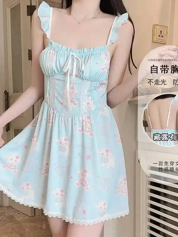 Pure Desire-Camisón Sexy acolchado con escote en V profundo para el hogar, vestido elegante con espalda descubierta y tirantes en V profundo, vestido sin mangas encantador L9H5