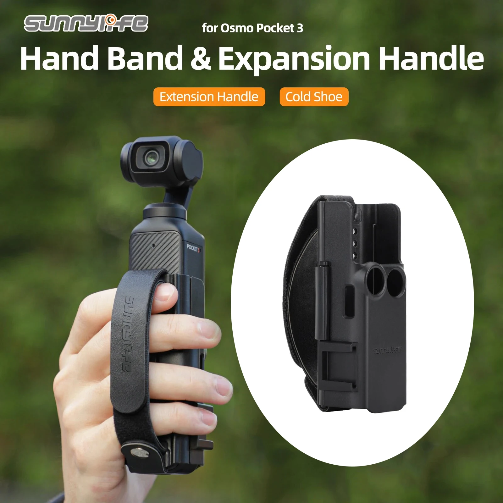 Sunnylife For DJI Osmo Pocket 3 Hand Band Protective Case Lanyard Expansion Frame Cold Shoe Extension Handle Cover for Pocket 3