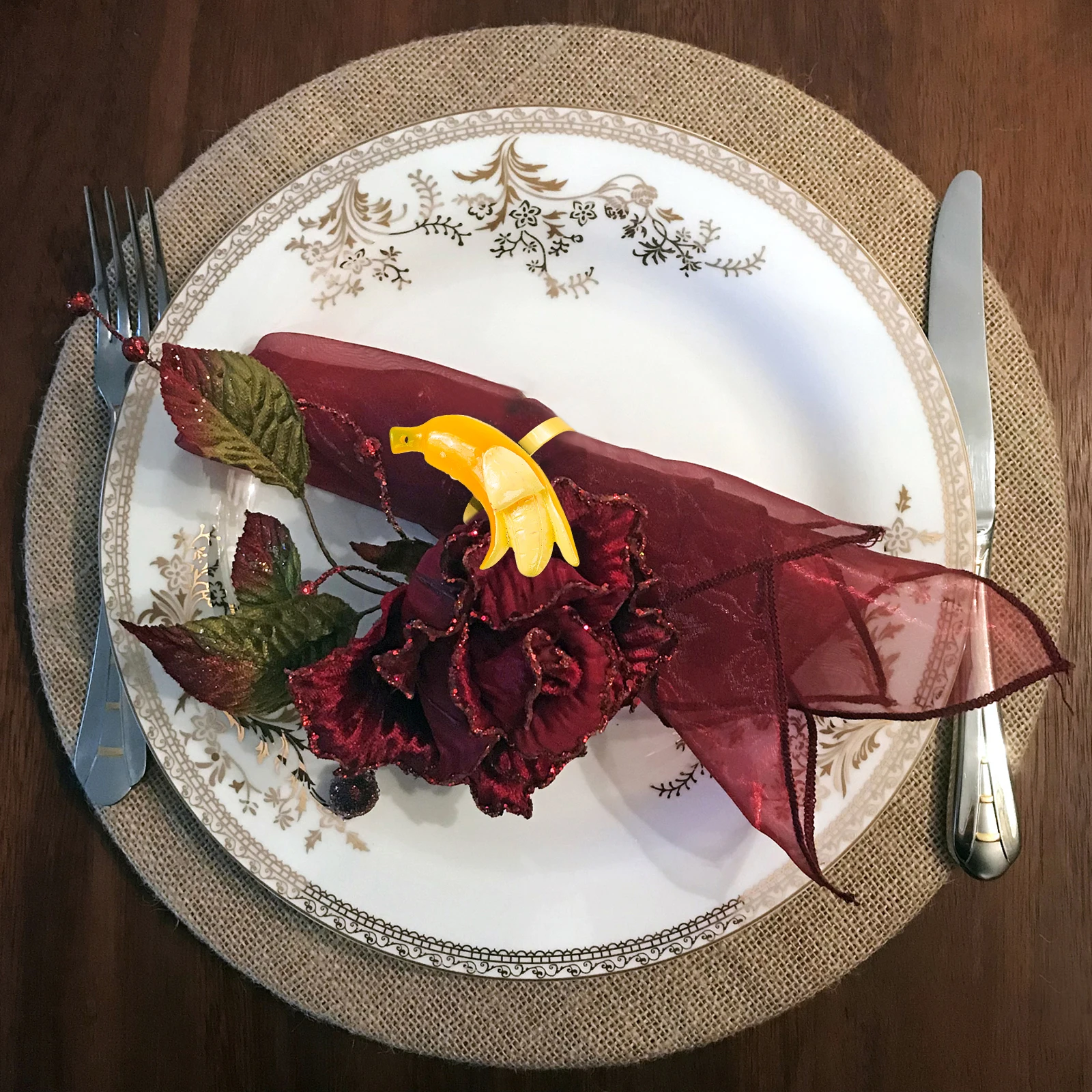 3pcs Fruit Napkin Buckles Metal Decorative Party Dining Table Home Use Cute Wedding Banquet Decor Adorable Small Napkin Rings