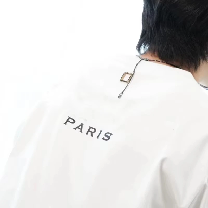 

Paris Letter Short-sleeved T-shirt for Couples, Pure Cotton Round Neck, High-end Summer New Style