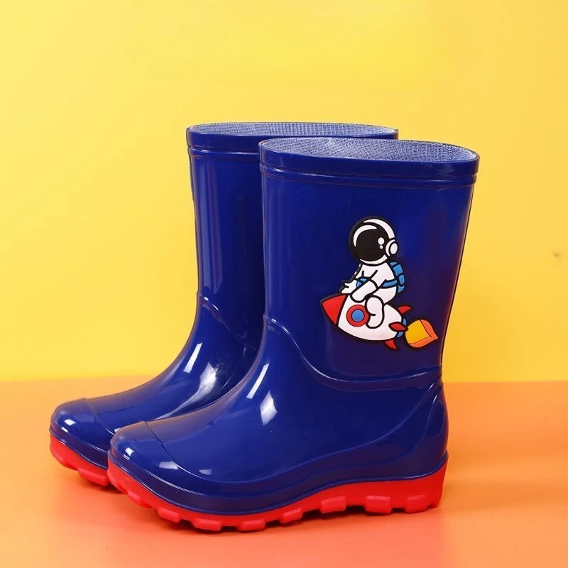

Kids Rain Boots Warm Cotton Lined Non Slip Waterproof Mid Calf Rain Shoes for Boys Girls Cute Cartoon Design