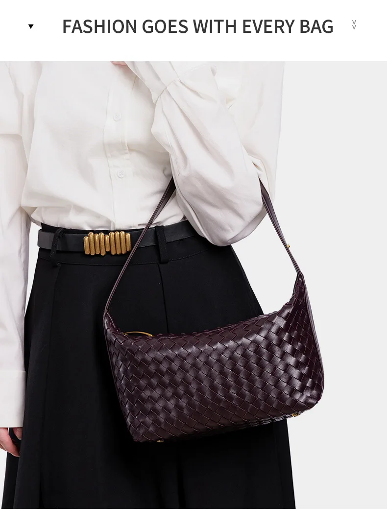 Beliebte Handgewebte Damenhandtasche, Lässige Modische Schulter-Lunchbox-Tasche, Unterarm-Handtasche für Damen – Detail 4