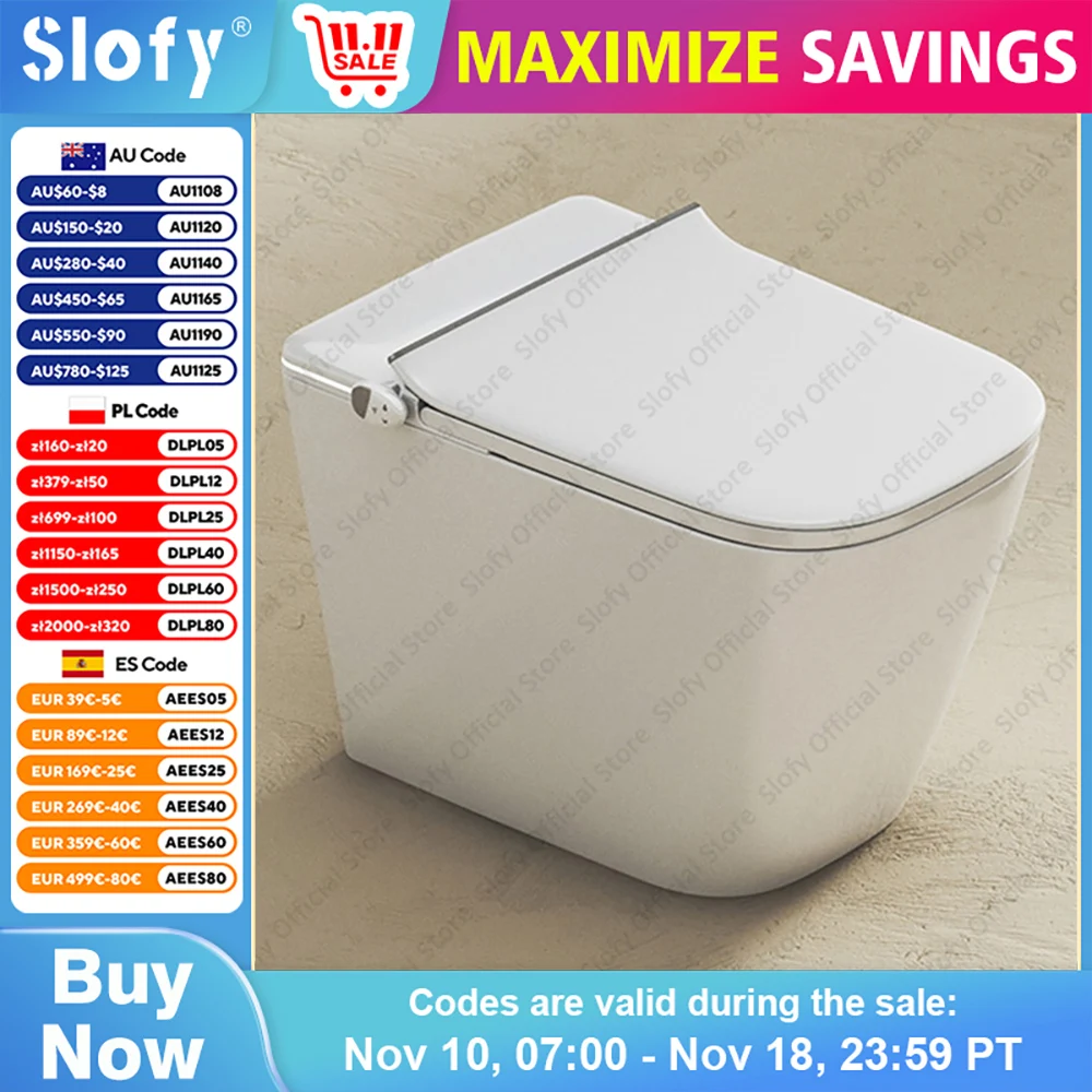 

One Piece Smart Toilet Bidet Built-in Water Tank Toilet Warm Water Dryer Heated Seat Night Light No Water Pressure Restriction