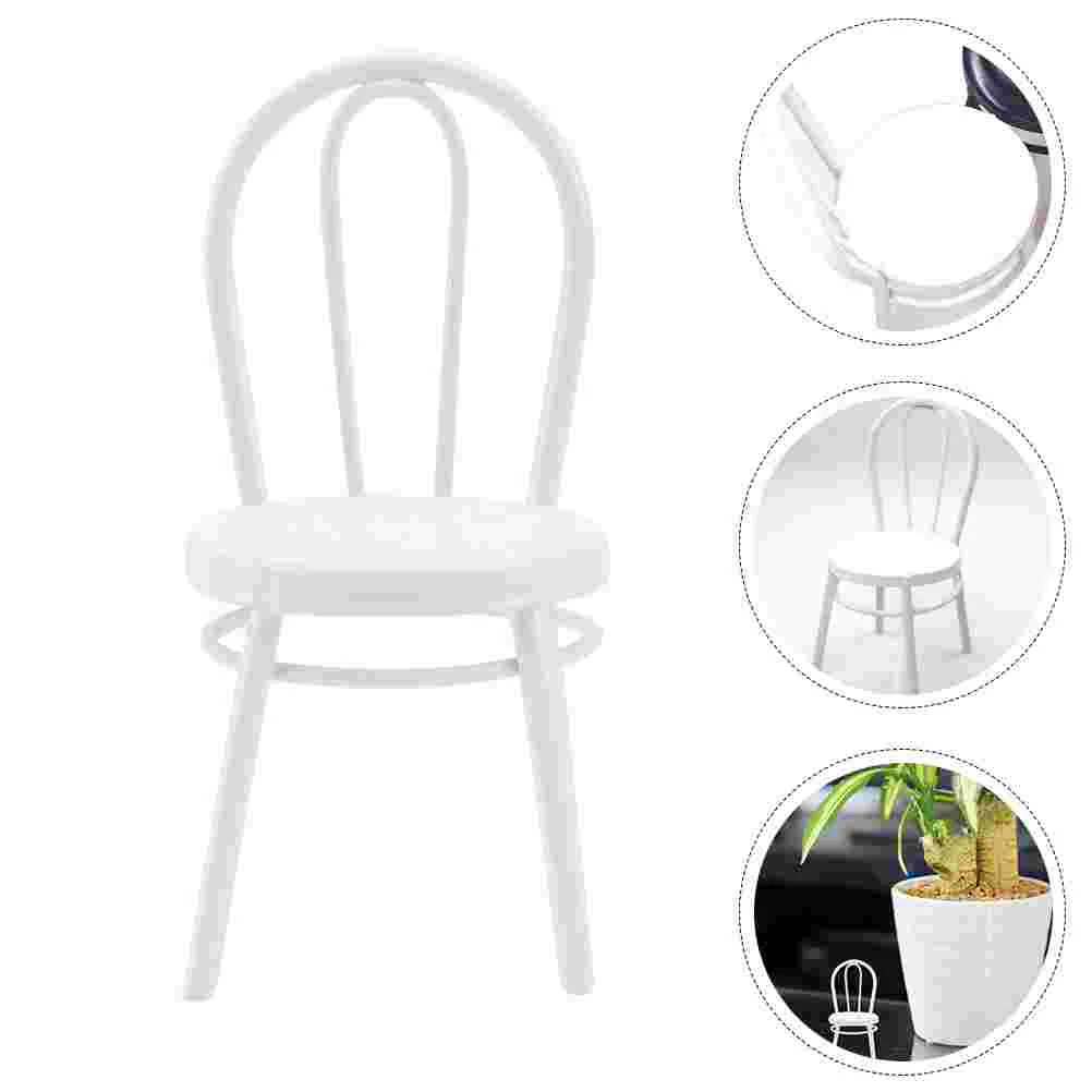 2 Pcs Mini Chair Chairs Decorative Emulation Artificial Metal Small Iron Imitation Fake