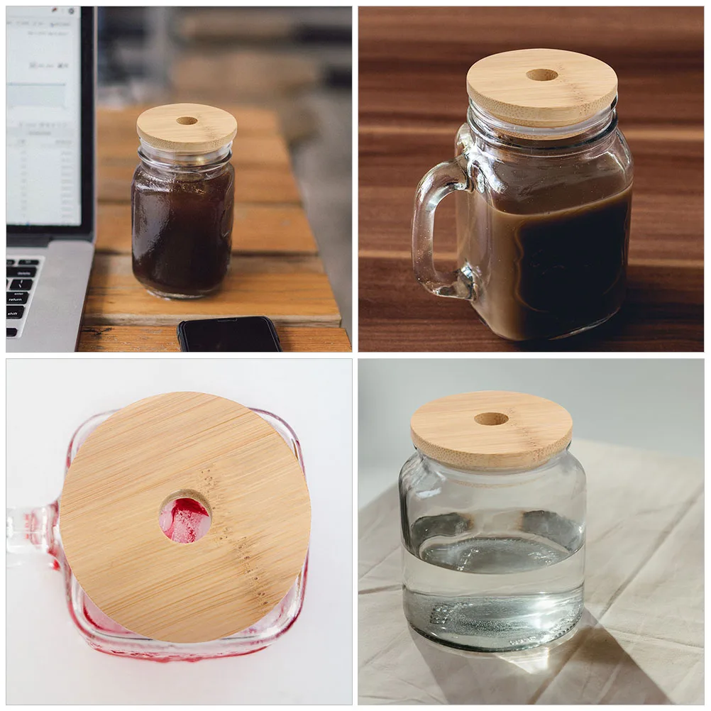 

6 Pcs Storage Tank Lid Yogurt Jar Straw Hole Lids Wide Mouth Glass Bottle Kitchen Jars Covers Yoghurt Pot