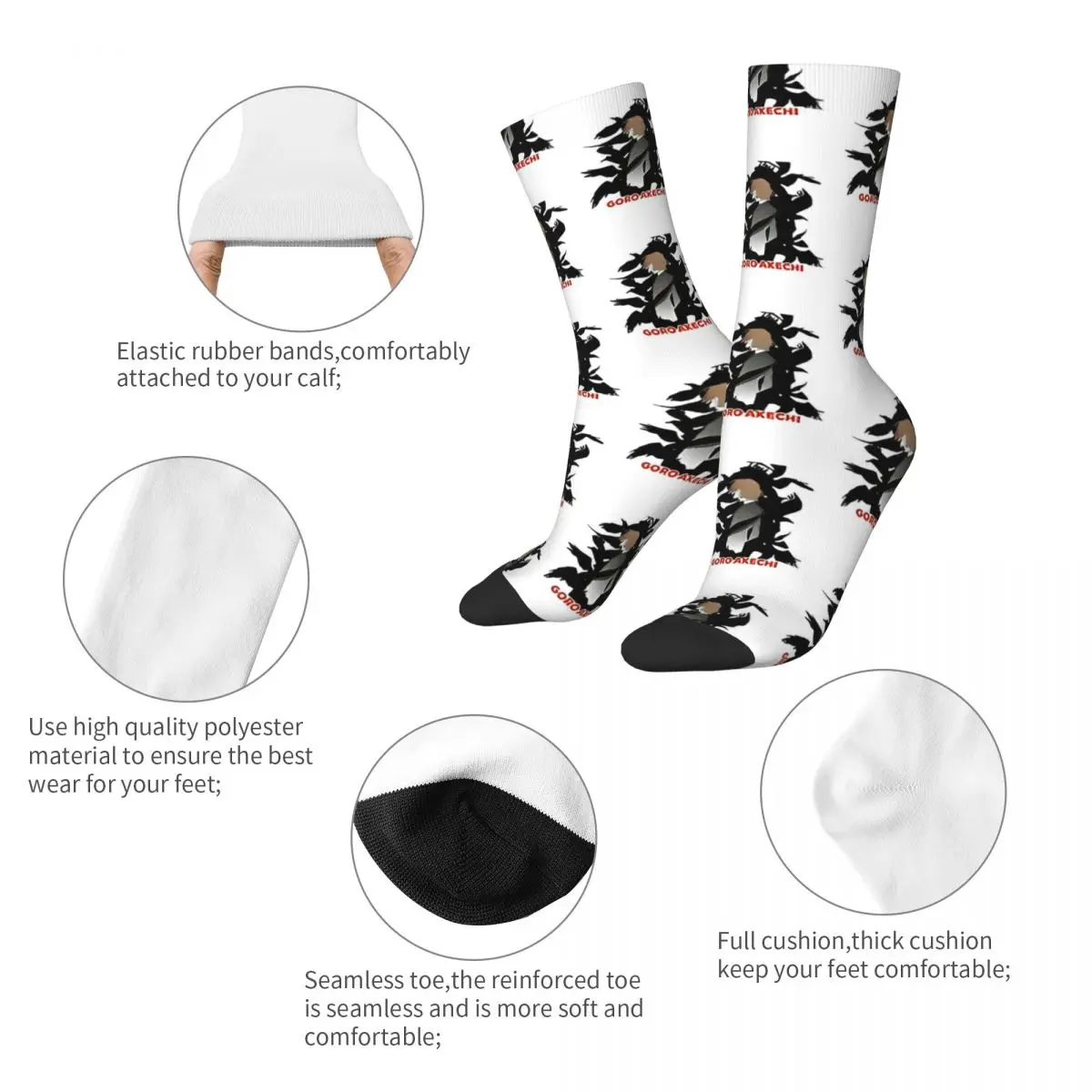 Chaussettes de sport en polyester pour hommes et femmes, Goro Akechi, Persona 5, Dark Shadow, Casual, Printemps, Été, Automne, Hiver, Mode