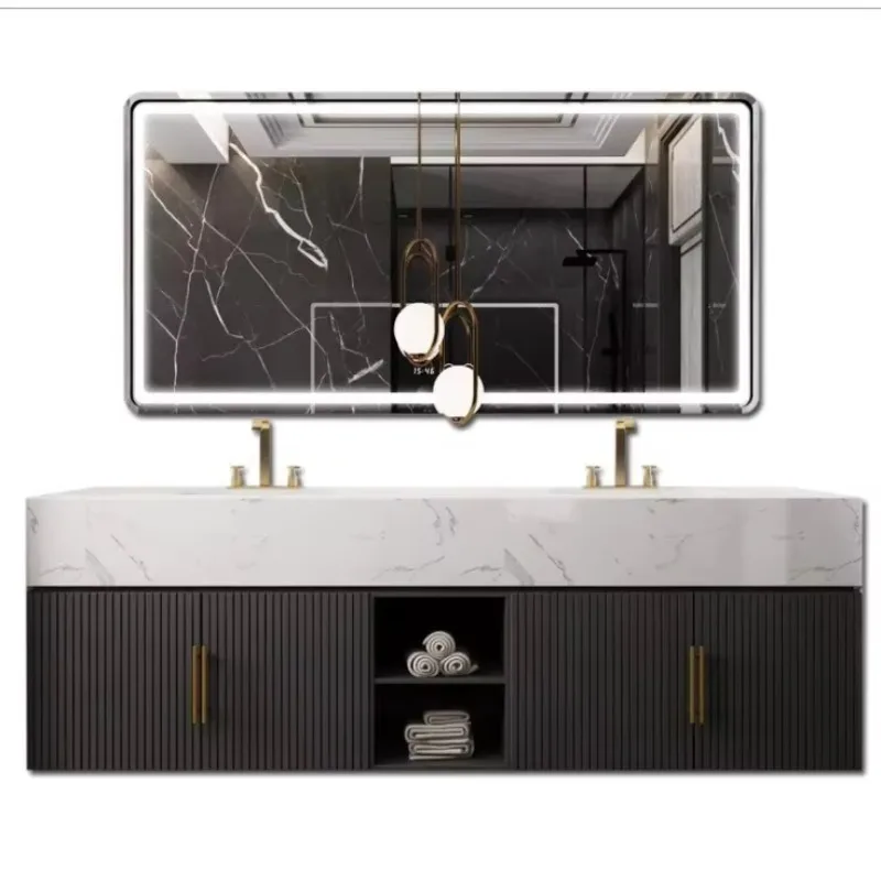 

Solid wood luxury stone countertops Unique waterproof sink under bathroom cabinet