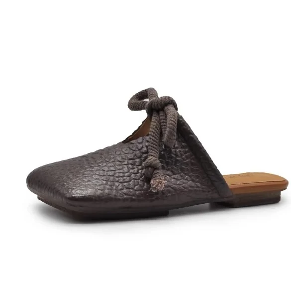 نعال مسطحة برأس مربع أنثى مصمم صنادل كاجوال على الموضة لصيف 2025 شباشب جديدة بدون حمالات Sandalias De Mujer #6