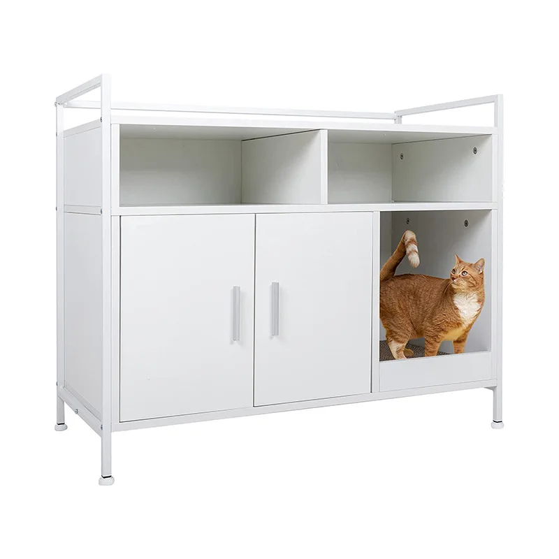 Large Locker with Double Door, Open Shelf, Bedroom Living Room Cat Litter Cabinet