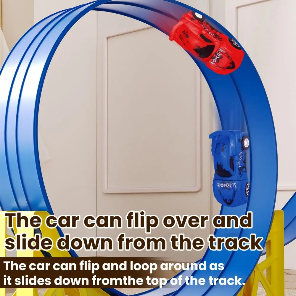 Assemblage piste de course Flexible pliable avec ventouses voiture de piste de course bricolage couleur bleue gravités alimenté voiture de piste de course