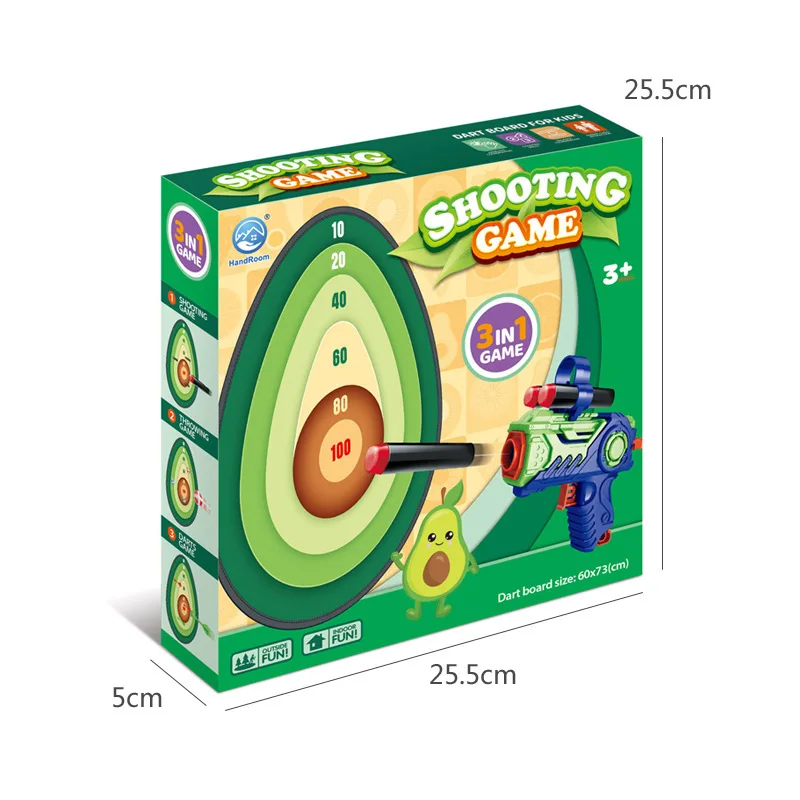 3 in 1 Scoring Shooting Target Set with Two Toy Guns Darts Throwing Sticky Balls Indoor and Outdoor Foldable Target Kids Gift