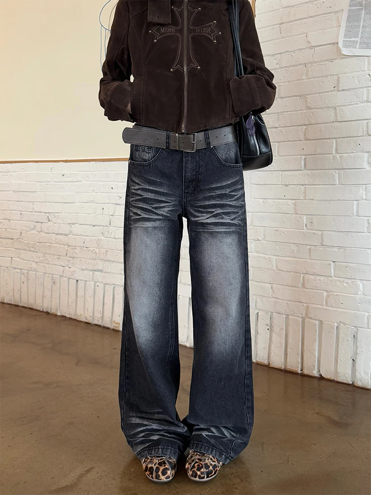 

Джинсы прямого кроя URKR Premium Bla Must Water Wash, женские повседневные удобные хлопковые брюки в винтажном американском стиле