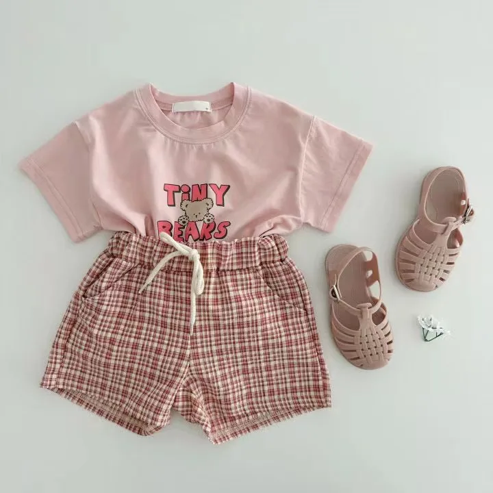 Conjunto de ropa para bebé de oso de dibujos animados, camisetas y pantalones cortos, conjunto de 2 piezas para niño y niña