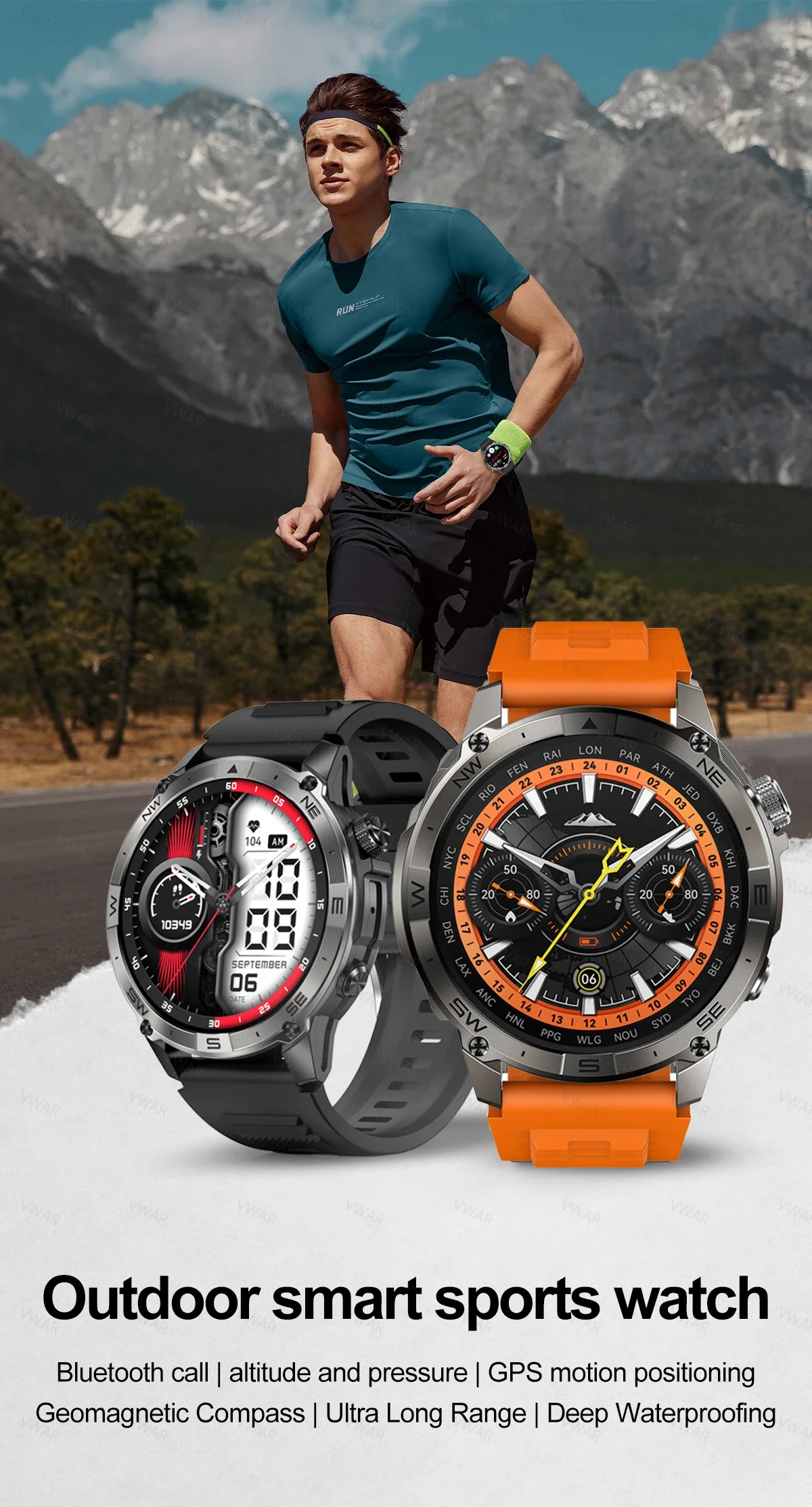 2025 NEUE VWAR ACE GPS-Smartwatch, 5 ATM wasserdicht, integrierter Dualband-GNSS-Kompass, Militär-Sport-Smartwatch für Herren, 2025 Neu – Detail 1
