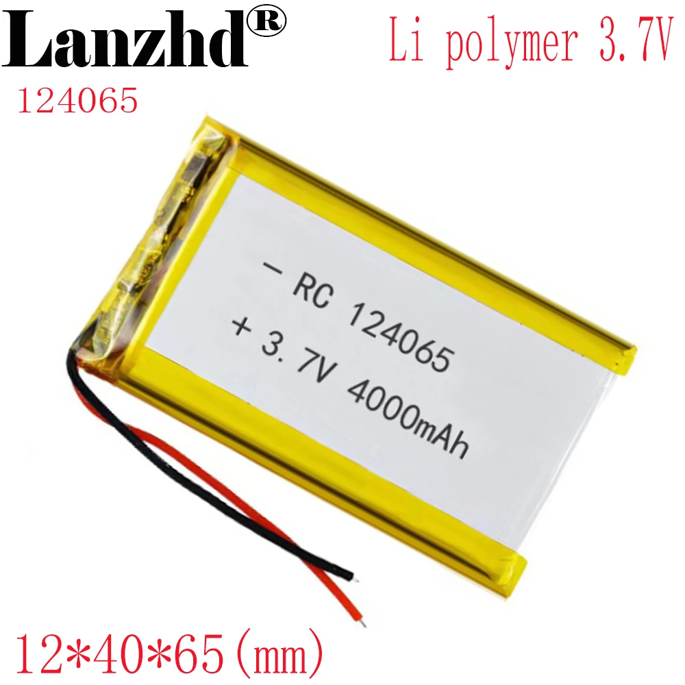 

1-10pcs 3.7V battery Lithium Li polymer 4000mAh 124065 Soft package For power bank lithium battery mobile wifi