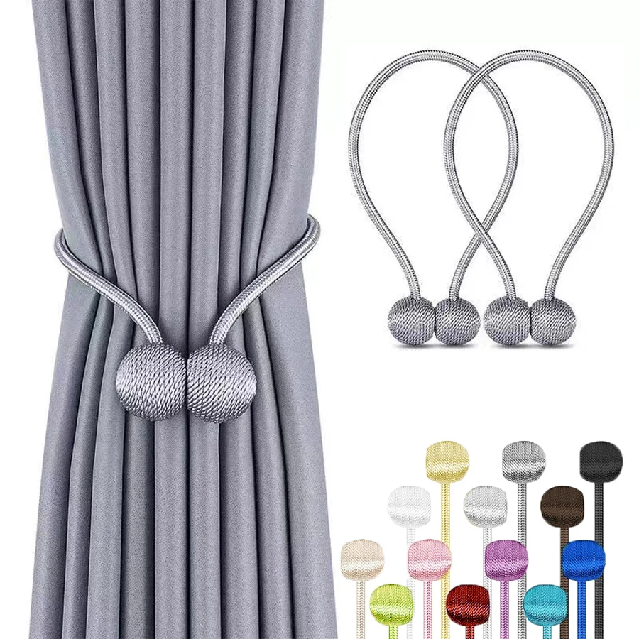2pcs Strong Magnetic Curtain Tiebacks，Curtain Rope Straps For Holding Curtains & Drapes, For Bedroom Living Room Home Deco