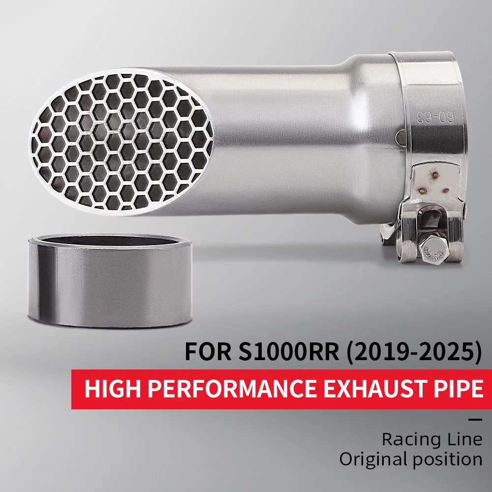 

60MM Motorcycle Muffler for S1000RR 2019-2025 Moto GP Bike Exhaust Pipe Middle Connection Tube Modification Accessory