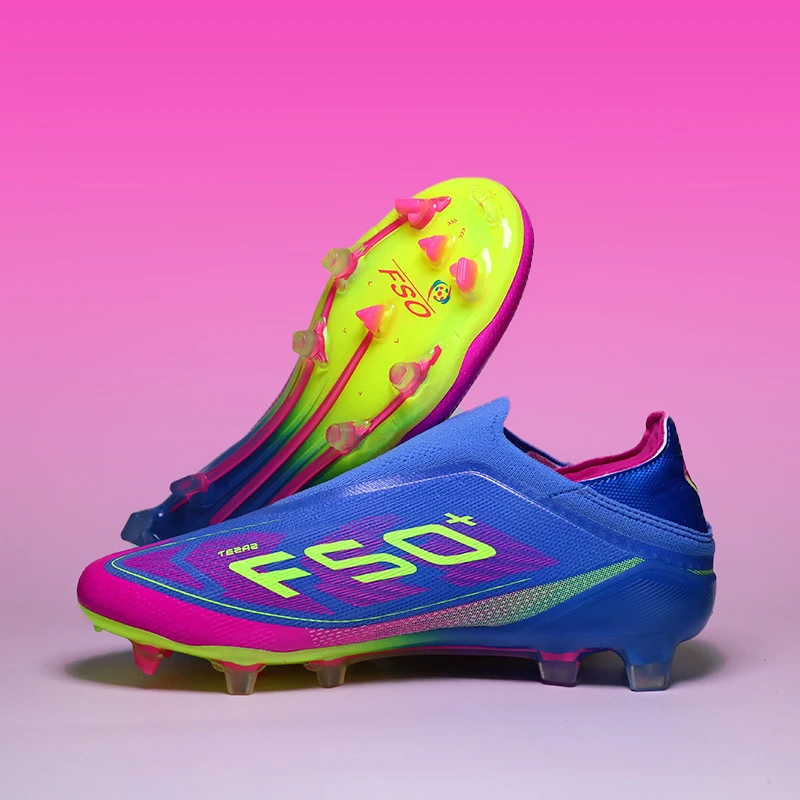 

Without-lace Mens Football Boots Youth FG Professional Training Studded Fast Soccer Cleats Non Slip Football Shoes for Boys F50