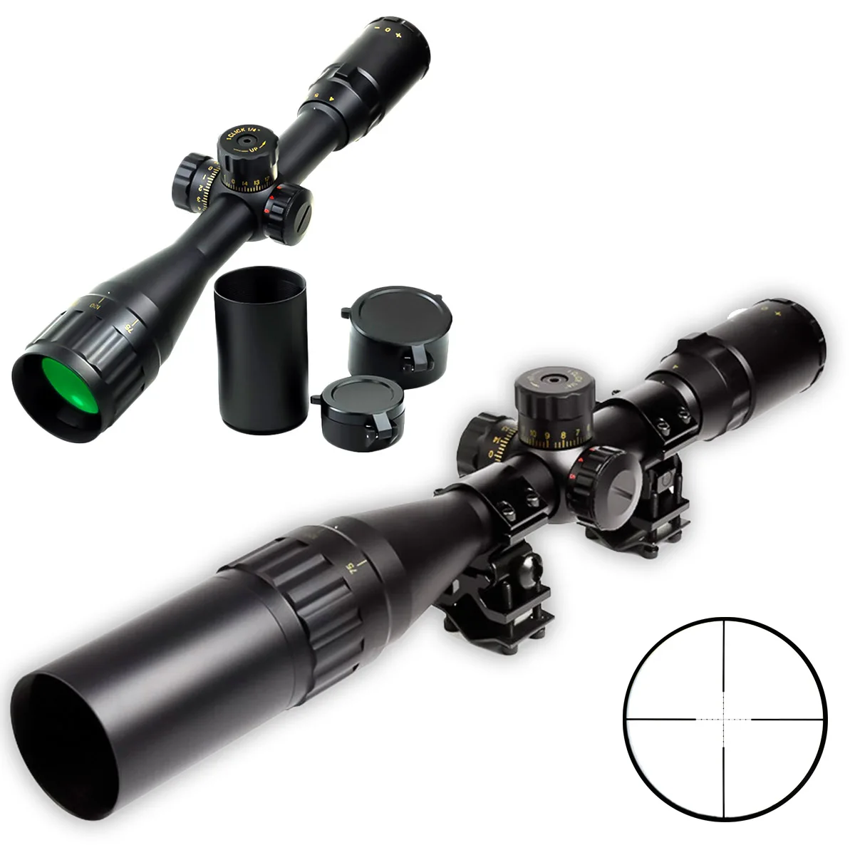 4-16 Tactical Crosshair Scope with Locking Red and Green Light Outdoor Hunting Telescope Suitable for 20MM K185 Pipe Clamp