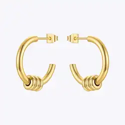 ENFASHION C Shape Earrings For Women Gold Color Stud Earring Stainless Steel Gift Fashion Jewelry Boucle Oreille Femme E211342