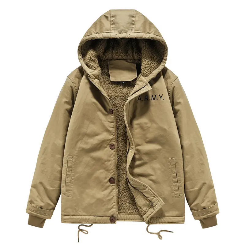 Jaquetas de inverno masculinas com capuz casaco masculino caxemira jaqueta masculina espessada quente. Parkas soltas de algodão puro para roupas