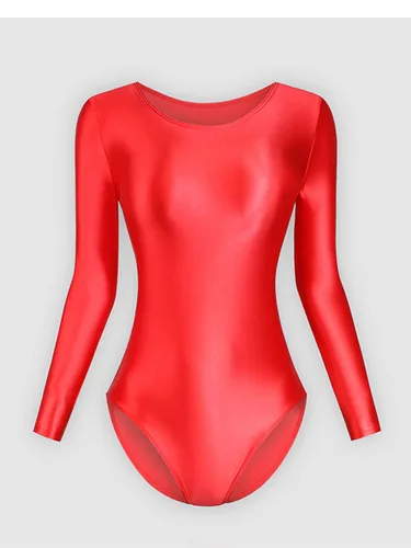 Imagen 1 del producto Mameluco de danza de ballet de color sólido para mujer, mono ajustado de manga larga con cuello redondo para ensayos, escenarios y uso diario