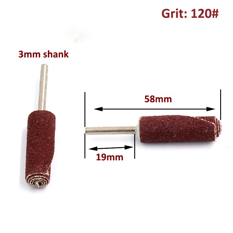 2pcs Dia 6/8/10mm Abrasive Sandpaper Grinding Head Sanding 120 Grit Cylindrical Sleeve Sandpaper Roll Wheel With 1/8inch Shank