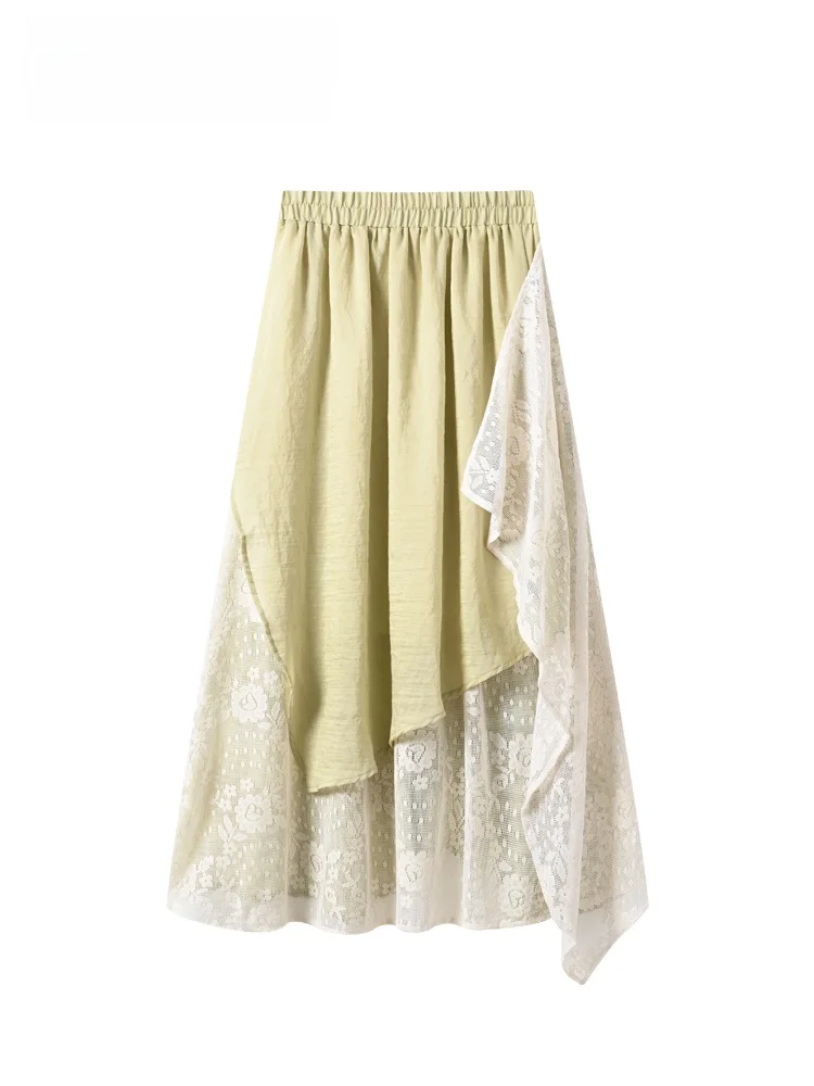 

CaraCLUB plus Size Asymmetrical Skirt Casual Style Women's Summer New plus Size Conceal Meat Slimming Skirt