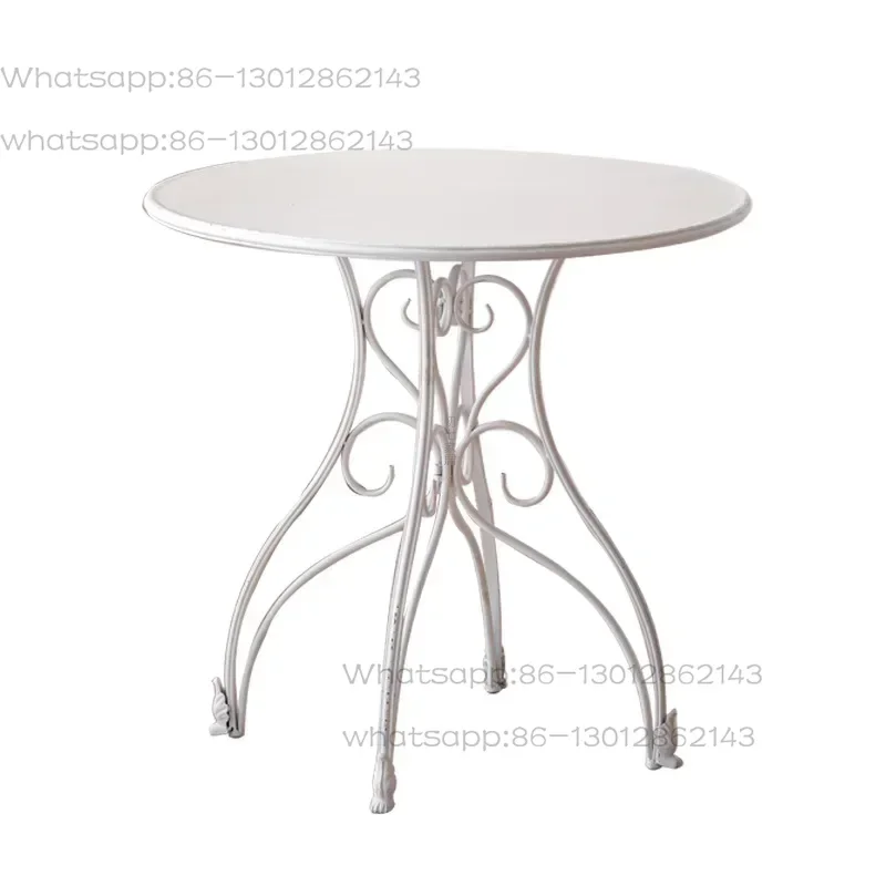 French romantic outdoor courtyard tables and chairs balcony wrought iron old coffee table afternoon tea creative small round