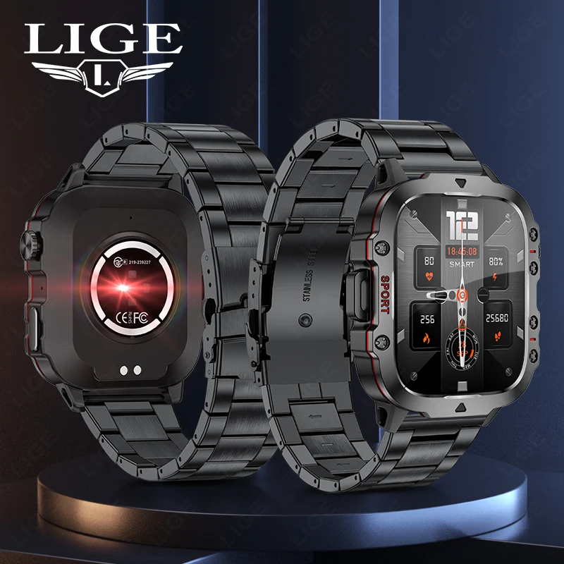 

LIGE Hot Sales Men's Smart Watch Sports Sleep Tracker Health Monitoring Waterproof Bluetooth Call Watches Durable Smartwatch