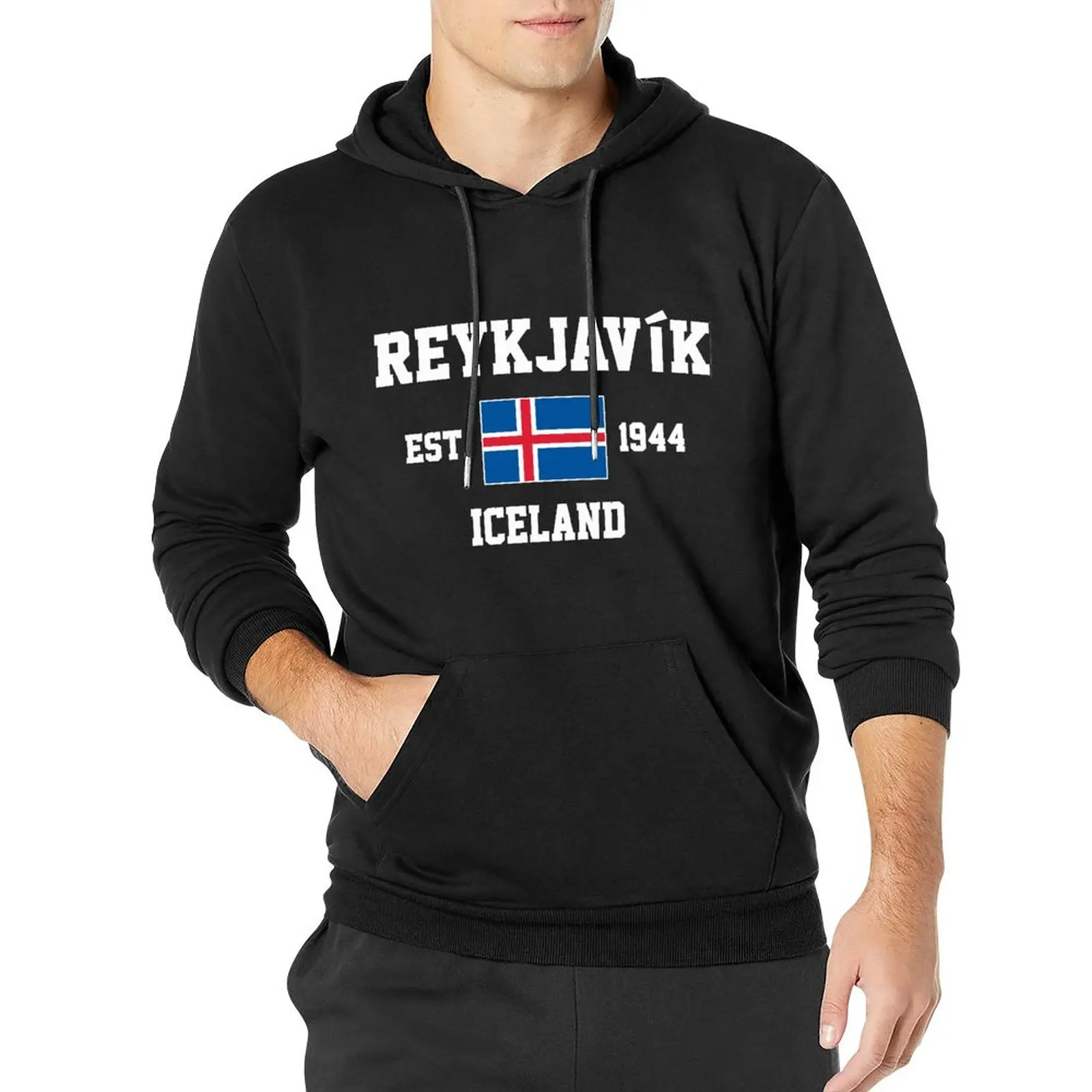 Men Women Hoodies Iceland EST.1944 Reykjavík Capital Hoodie Pullover Hooded Hip Hop Sweatshirt Cotton Unisex