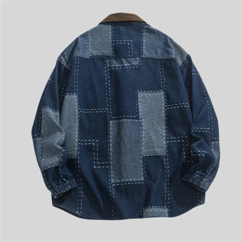 Chinese Style Denim Jackets Men Vintage Washed Disc Buckle Coat  Autumn Casual Jacket Outwear Hip Hop Harajuku Jacket Blue Black