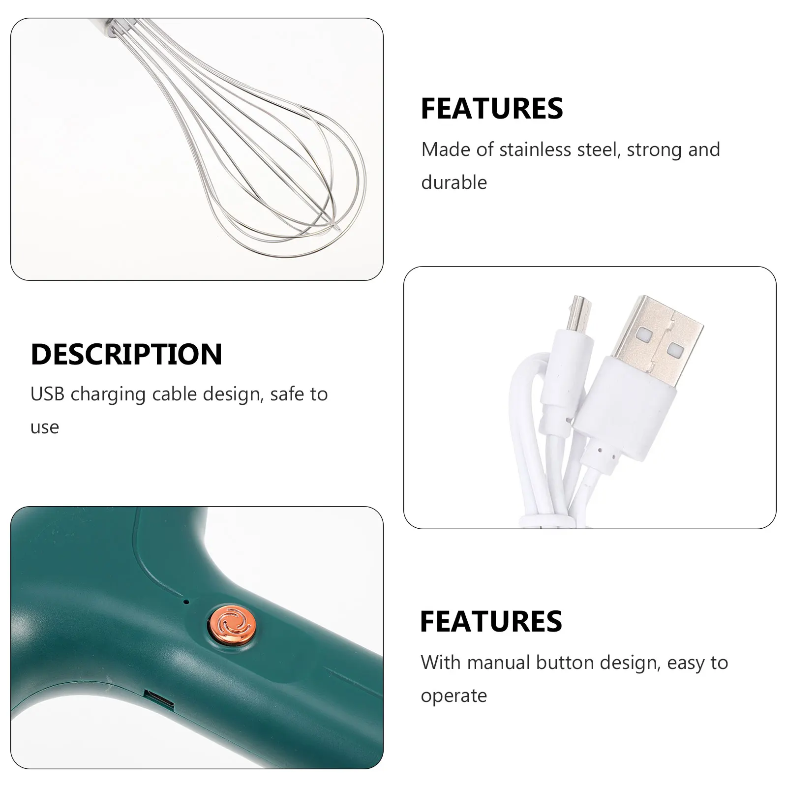 

1 Set Household Electric Multi-Function Egg Mixer Stainless Plastic Handheld Beater Quiet Operation One-Handed Control