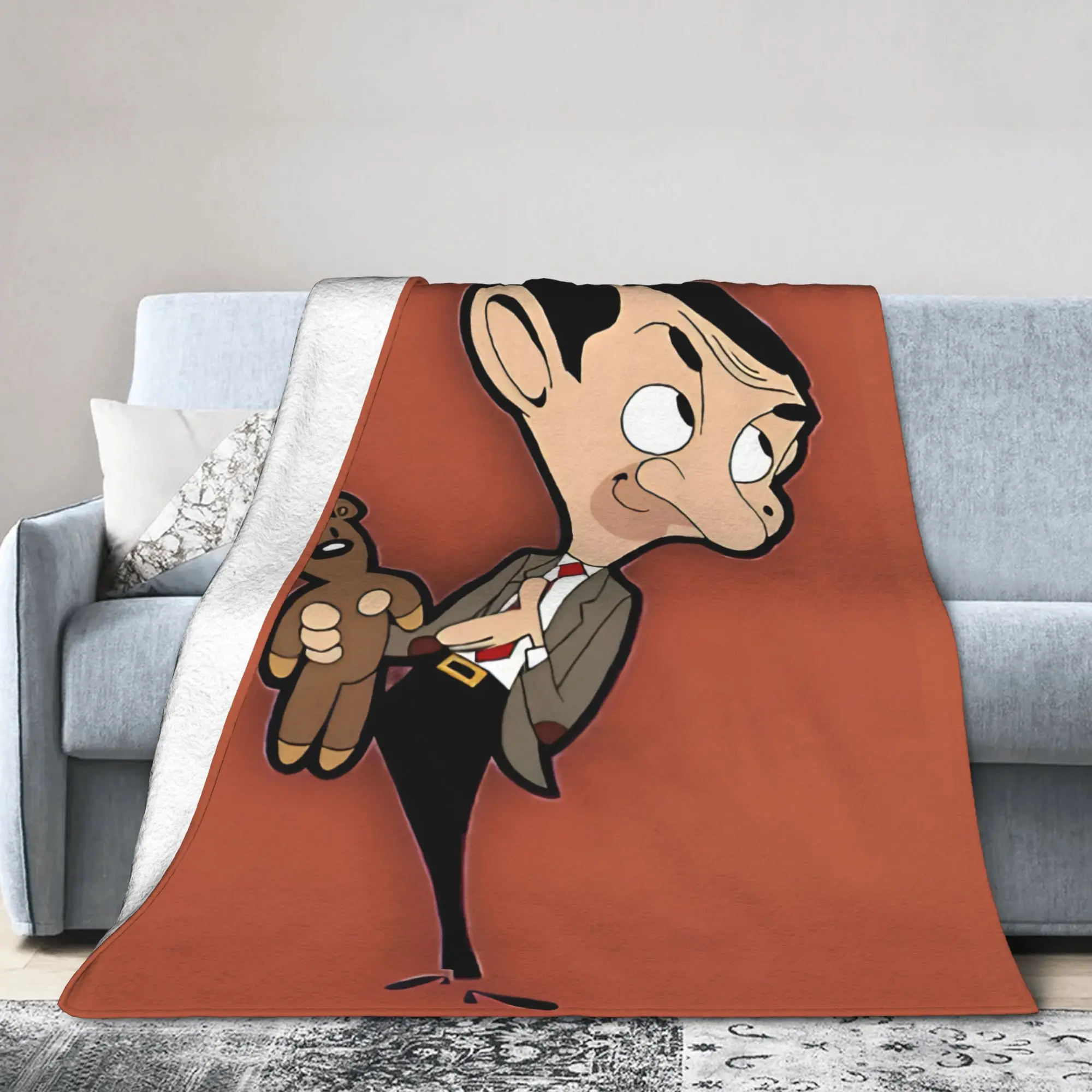 Cartoon  Mr. Beans Plush Blankets  Teddy Bear  Fashion Throw Blanket for Home 125*100cm Bedspreads,