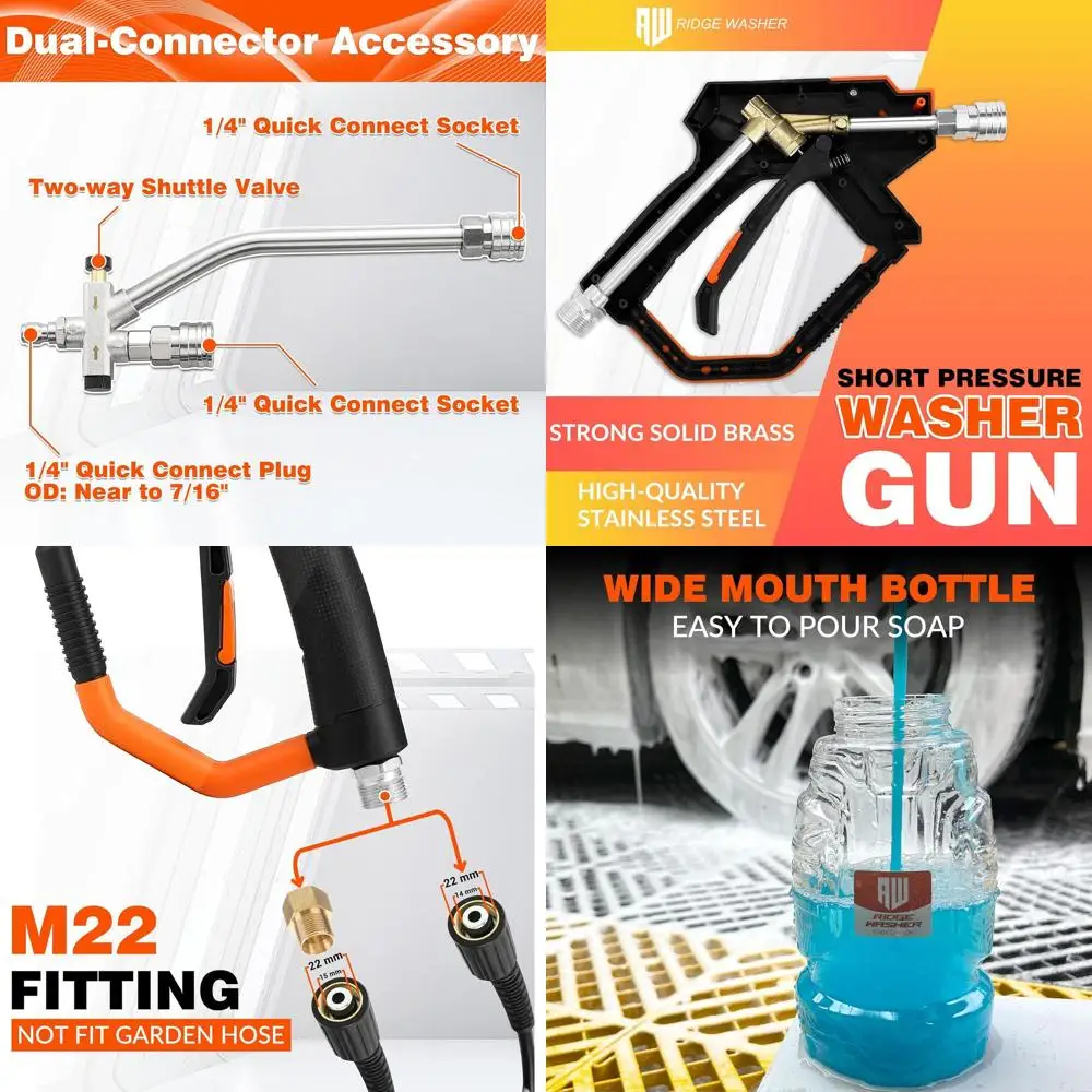 

Pressure Washer Gun Foam Cannon with Dual Connector Accessory, Double Tip Attachment for Foam Blaster, Stainless Steel Car Wash