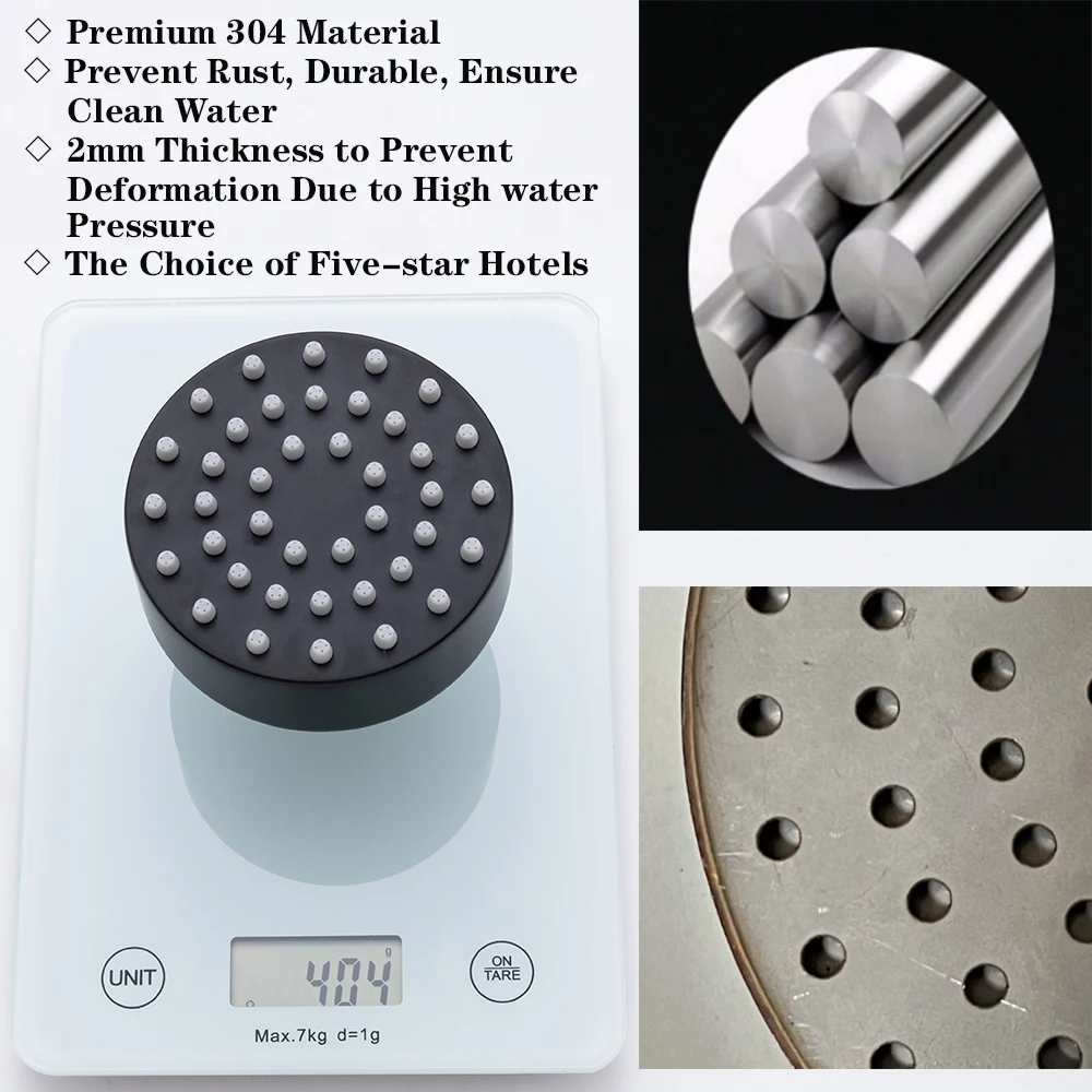 Bathroom Solid Stainless Steel High Pressure Small Matte Black Rain Shower Head Wall Mounted Adjustable Bath Top Spray Shower
