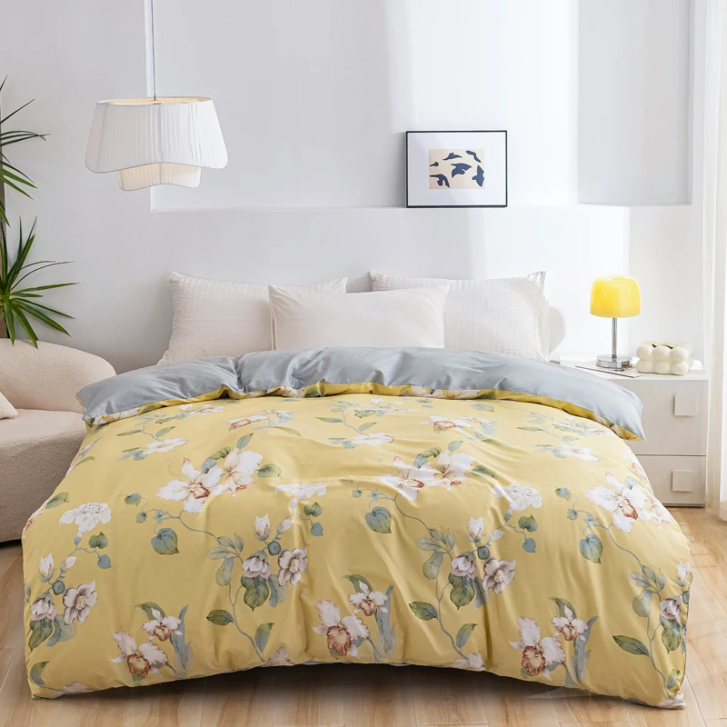 

100% Cotton Duvet Cover,No filler,Plant flowers Printing Cotton Soft Skin Friendly Breathable Queen Twin King Bedding Bedroom