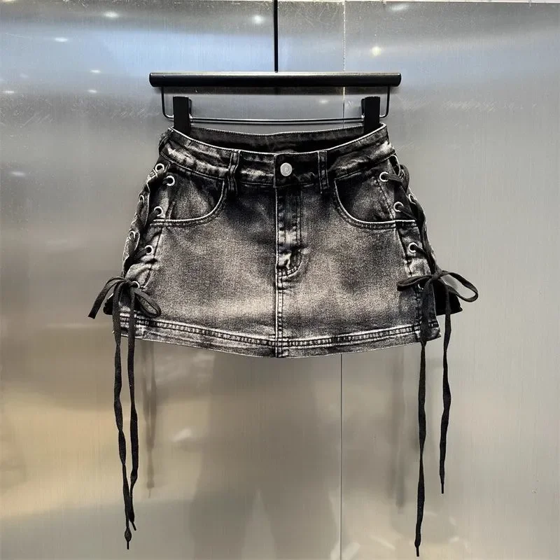 Spicy Girl Wrapped Hip Skirt for Women 2026 Spring/summer American Retro High Street Leopard Print Denim Skirt