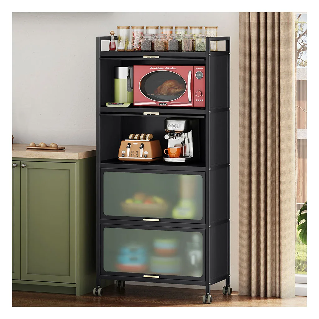 Kitchen Supplies With Door Flip Cabinet Shelf Sealed Carbon Steel Living Room Removable Floor Shelf