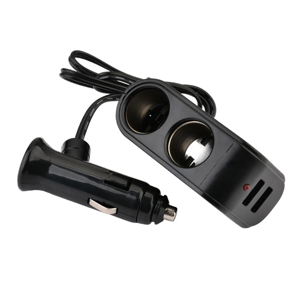 New 12V/24V Universal 2 Way Car Cigarette Lighter +LED Light Switch Auto Socket Splitter Charger Dual USB