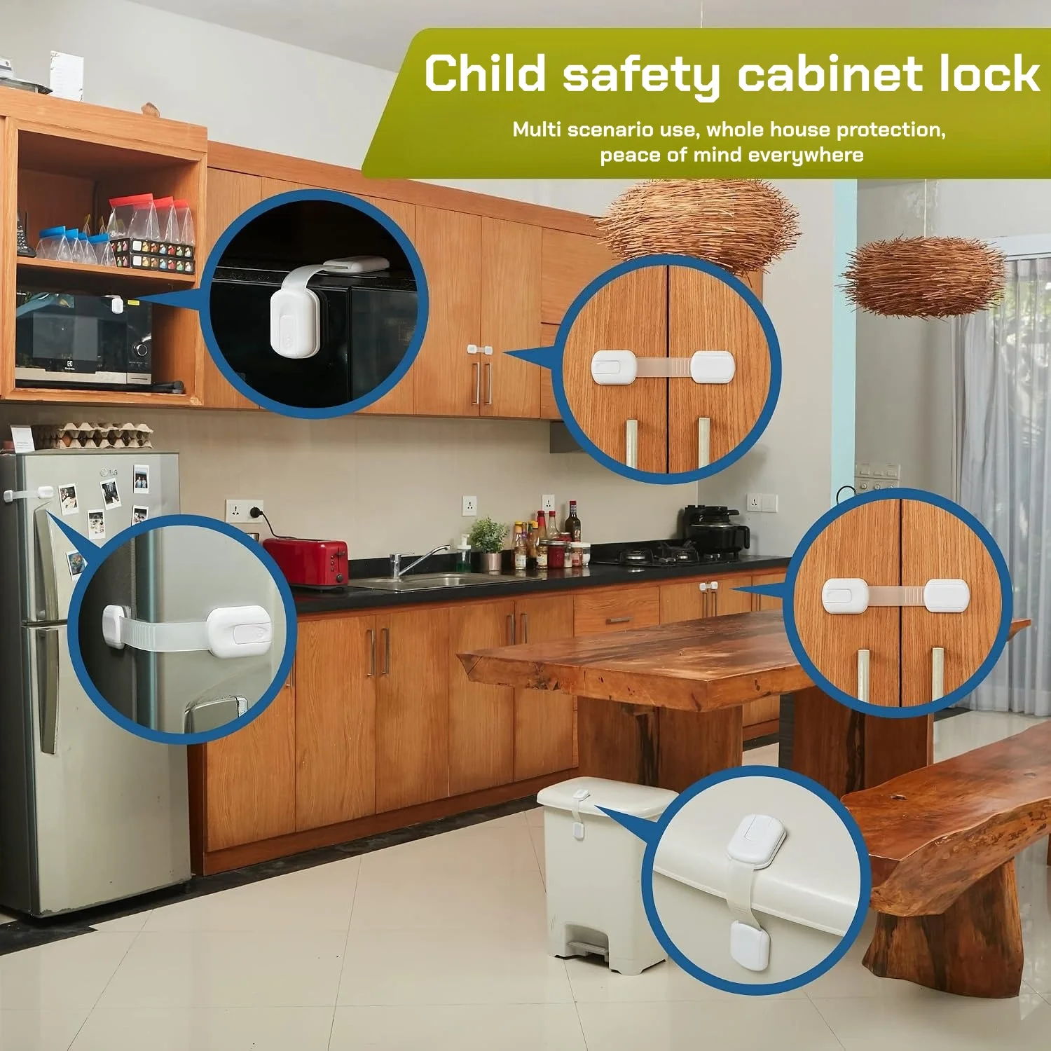 Child safety lock，suitable for baby locks on cabinets and drawers，bathrooms，refrigerators，etc，3M adhesive pad，easy to install