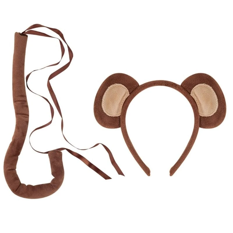 5ASD Halloween Monkey Costume Set con Monkey Tail Head Brove Glove e Skirt for Children Girl Halloween Dress Up