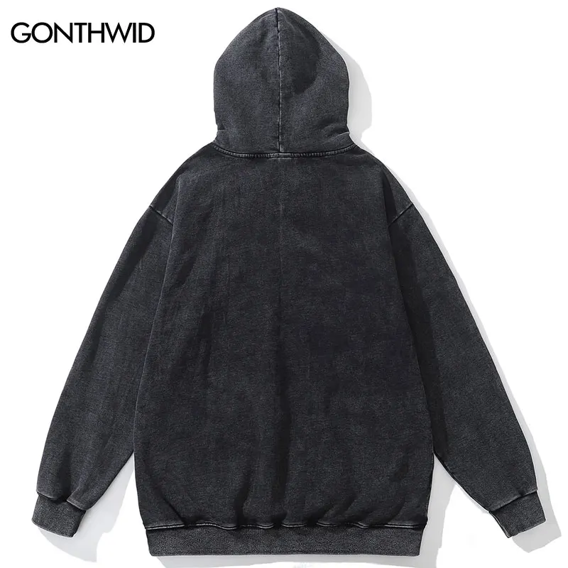 Vintage Blank Hoodie Streetwear Hip Hop Solid Color Washed Hooded Sweatshirt 2023 Men Harajuku Fashion Cotton Oversized Pullover