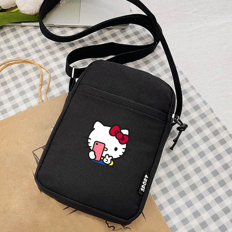 Hello kittys Anime Melodien Frauen Cross body Umhängetasche Leinwand Handtasche Mode Telefon Taschen Damen Brusttasche Geld Aufbewahrung tasche