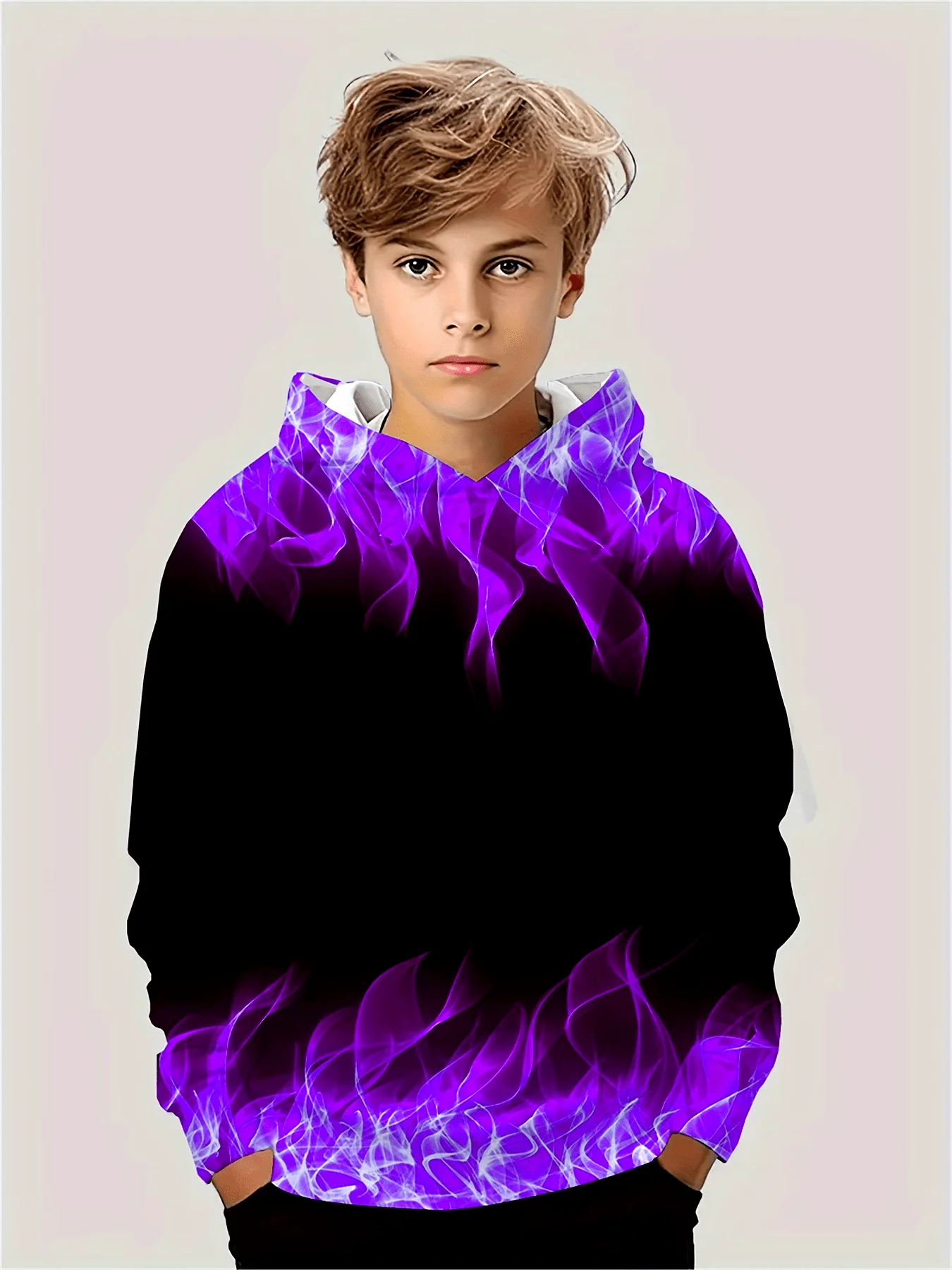 Kinder Kleidung Jungen Hoodies Langarm 3D Flamme drucken Kinder Frühling Herbst Kleidung lässig stilvolle Jungen Mädchen Kleidung Pullover Tops – Detail 7